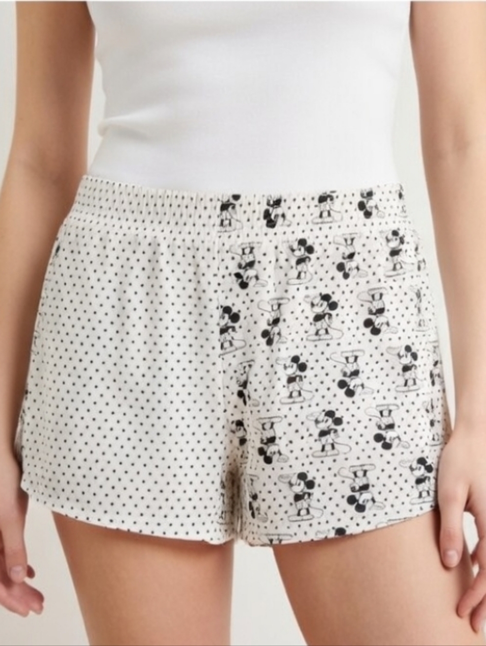 Disney Mickey Mouse Polka Dot Print Sleep Shorts Black And White Size Medium